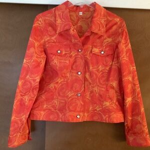 KYE M Korean Design Orange Swirl Print Jacket Urban Streetwear